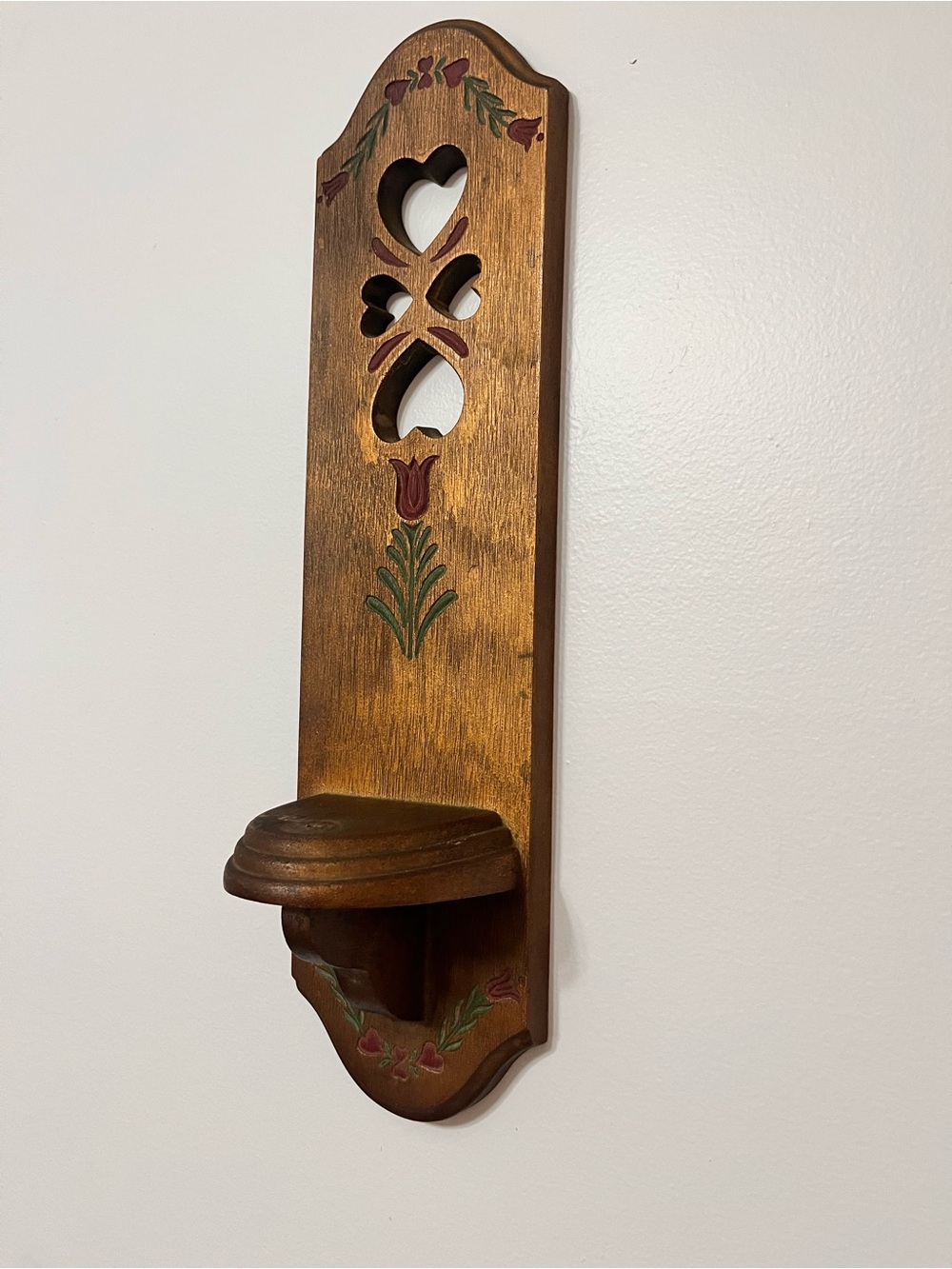 Handcrafted Brown Floral Wall Display Shelf